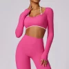 Sports Apparel Manufacturers Women Workout Long sleeve Crop Top custom athletic apparel manufacturers personalised gym clothing