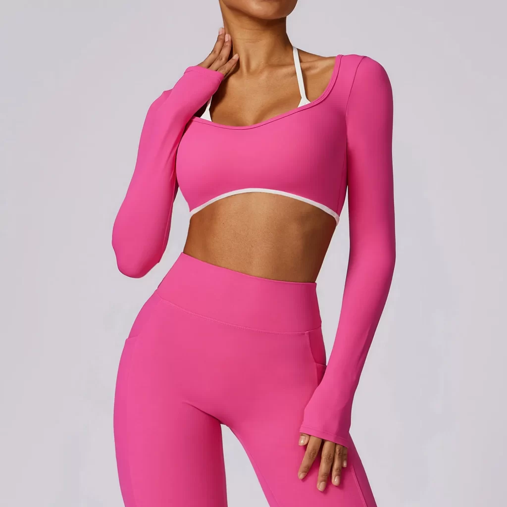Sports Apparel Manufacturers Women Workout Long sleeve Crop Top custom athletic apparel manufacturers personalised gym clothing
