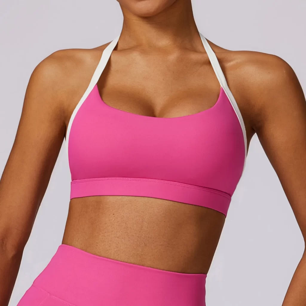 Custom Workout Apparel Medium Impact Halter Sports Bras for Women custom sports bra yoga clothing manufacturers