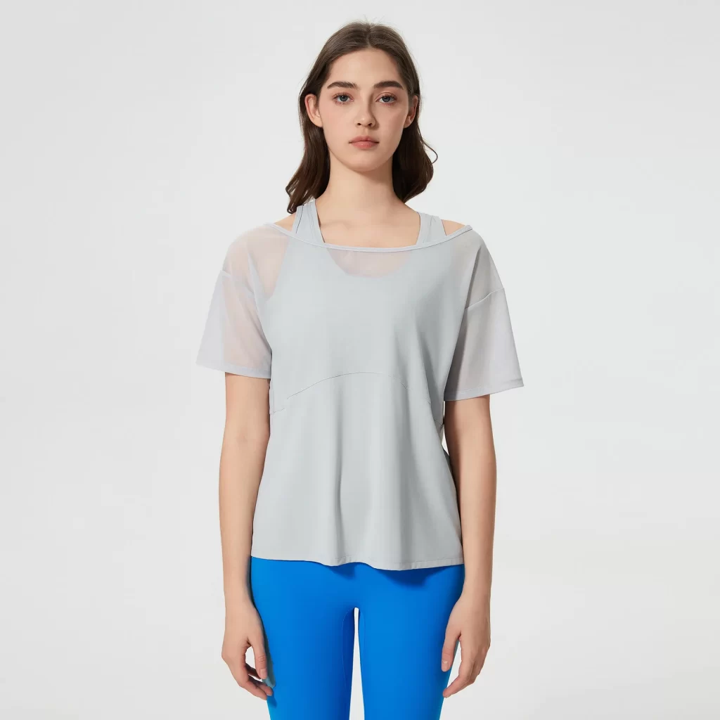Custom Crew Neck T Shirts Women's Short Sleeve Workout Shirts athleisure wholesale vendors private label clothes