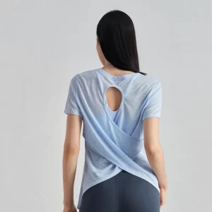 Custom Workout Apparel Open Back Athletic Shirts Breathable Yoga Top wholesale yoga clothes wholesale womens sportswear