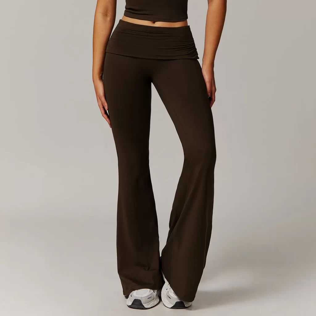 Fitness Apparel Manufacturers Folded Waist Yoga Flared Pants sportswear manufacturer yoga pants manufacturers spark clothing