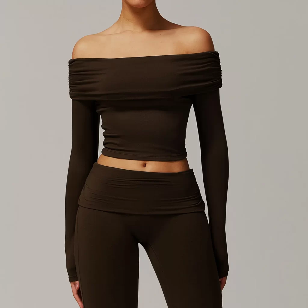 Wholesale Slim Fit Yoga Shirts One-shoulder Long Sleeve Crop Top sportswear manufacturer long sleeve pullover