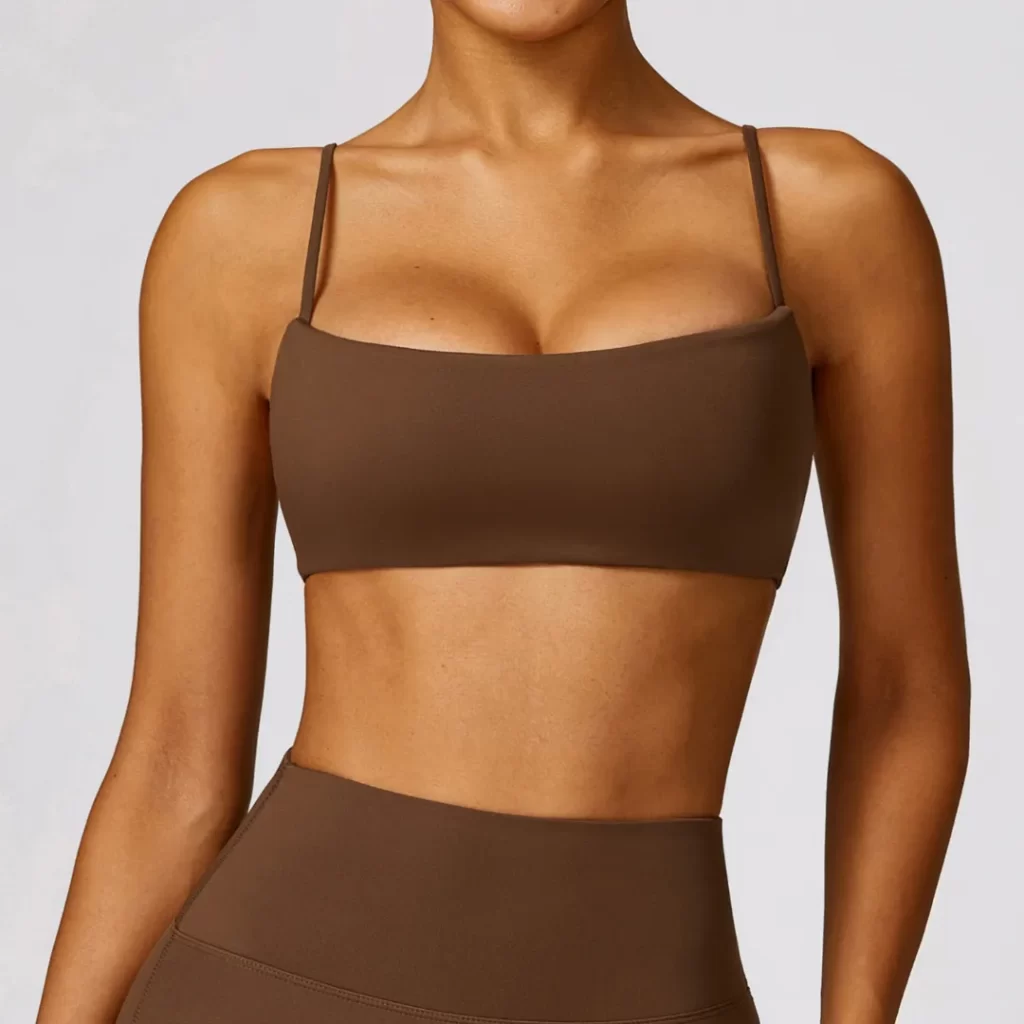 Personalized Sports Bra Square Neck Spaghetti Strap Padded Top