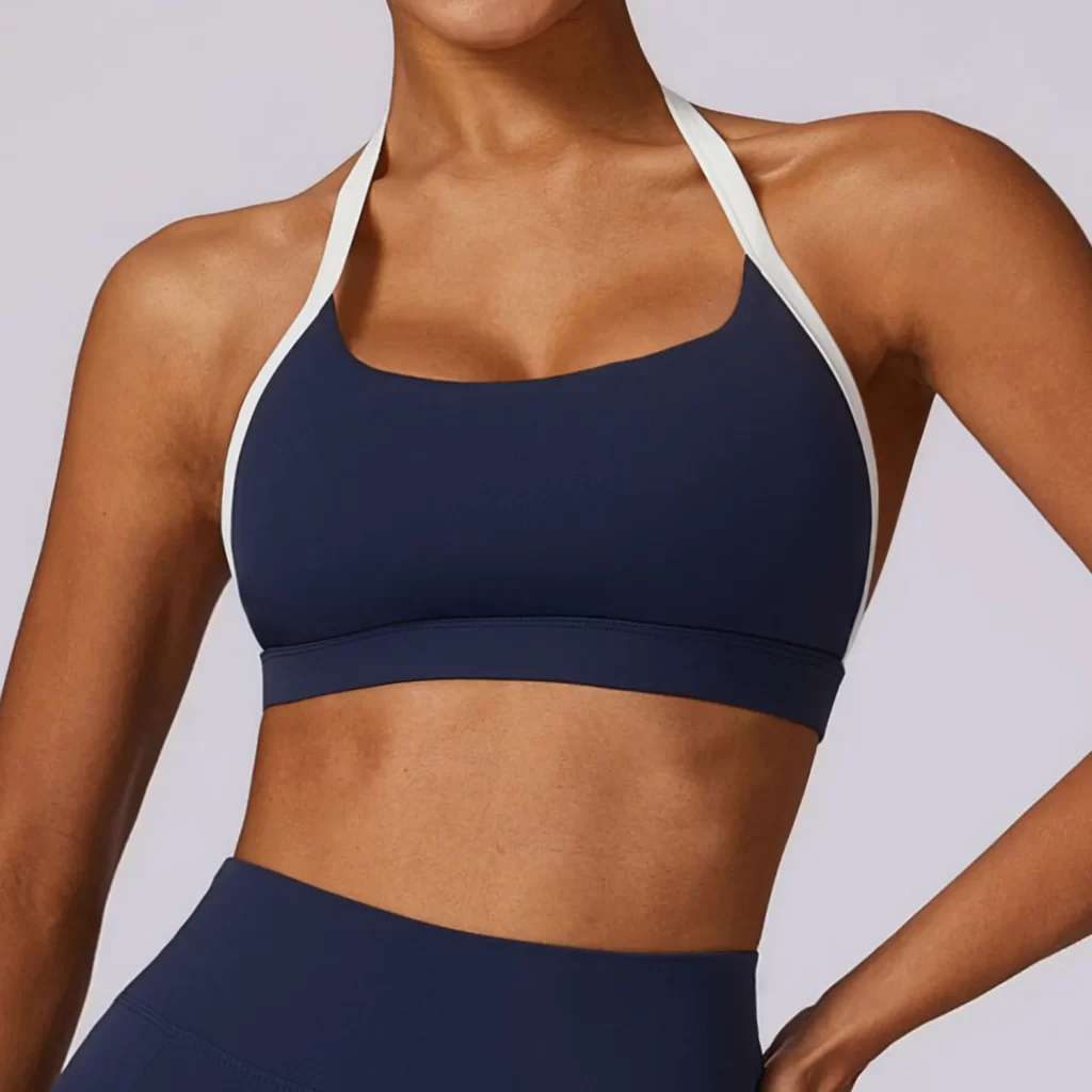 Custom Workout Apparel Medium Impact Halter Sports Bras for Women custom sports bra yoga clothing manufacturers