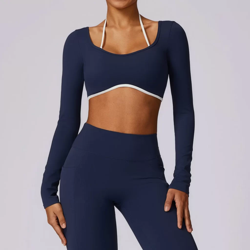 Sports Apparel Manufacturers Women Workout Long sleeve Crop Top custom athletic apparel manufacturers personalised gym clothing