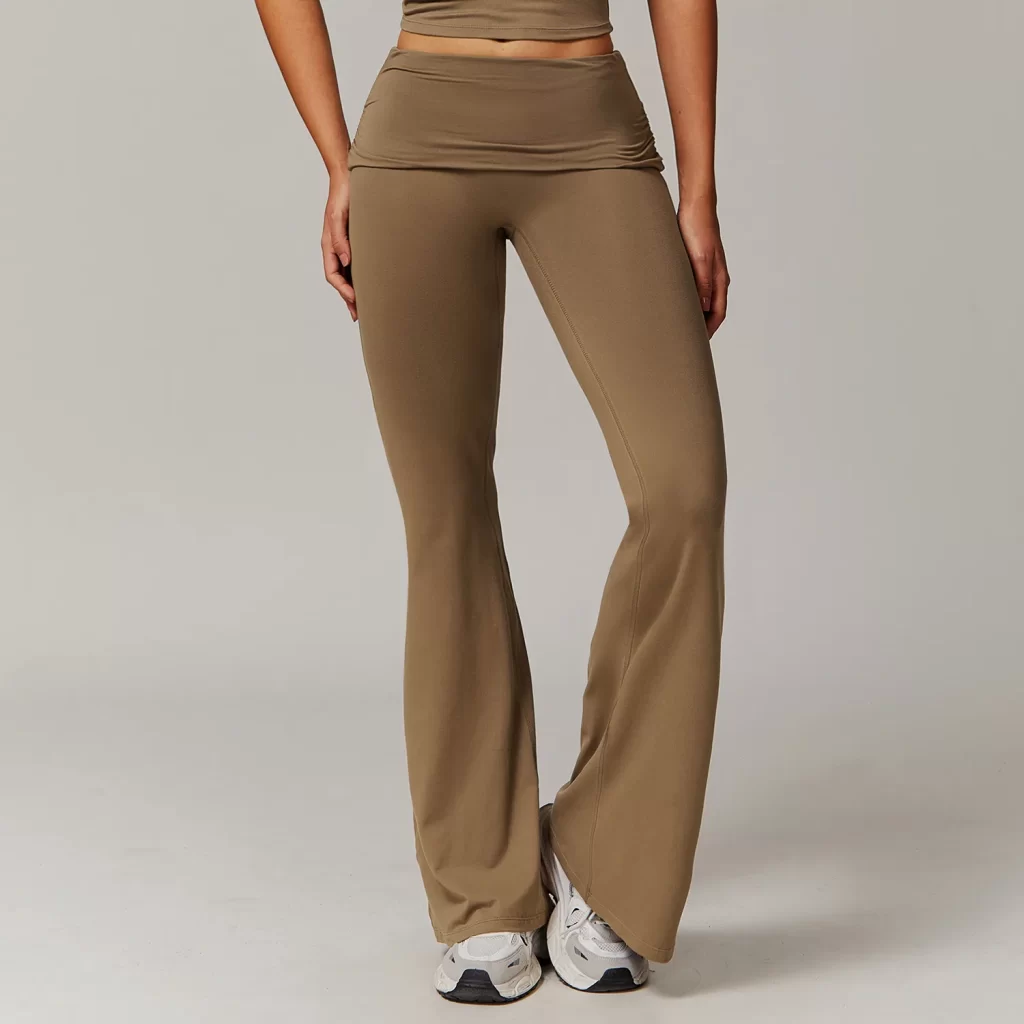 Fitness Apparel Manufacturers Folded Waist Yoga Flared Pants
