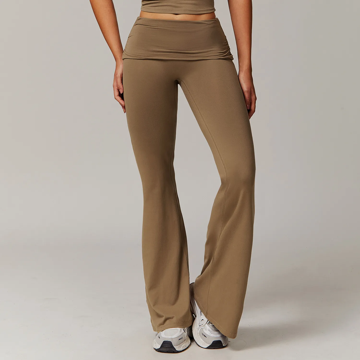 Fitness Apparel Manufacturers Folded Waist Yoga Flared Pants
