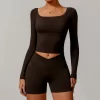 Personalised Gym Shirts Workout Long Sleeve Crop Top custom workout clothes wholesale athletic clothing