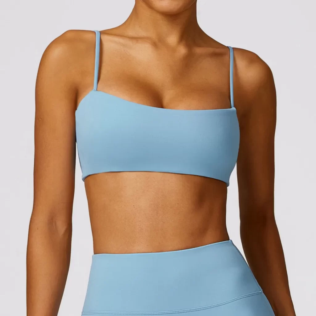 Personalized Sports Bra Square Neck Spaghetti Strap Padded Top