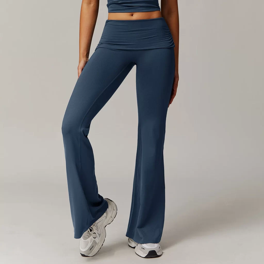 Fitness Apparel Manufacturers Folded Waist Yoga Flared Pants sportswear manufacturer yoga pants manufacturers spark clothing