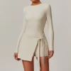 Women's Athletic Jumpsuit Long Sleeve Workout Dress Built in Shorts long sleeve athletic jumpsuit one piece exercise bodysuit