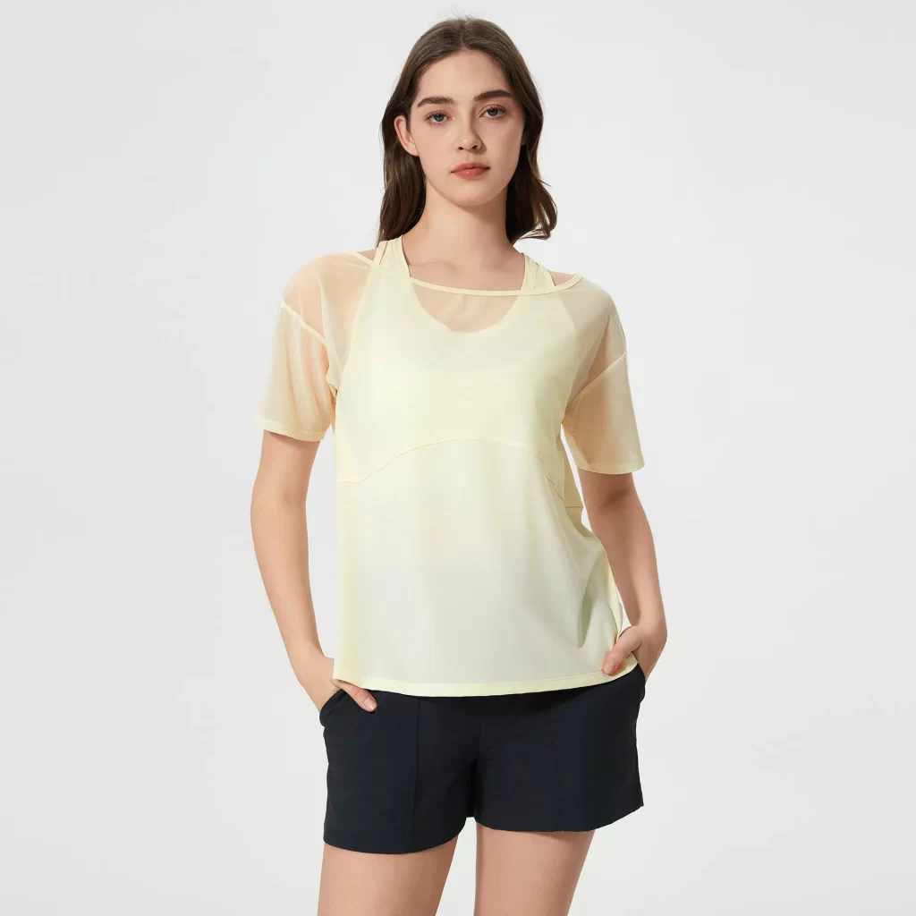 Custom Crew Neck T Shirts Women's Short Sleeve Workout Shirts athleisure wholesale vendors private label clothes