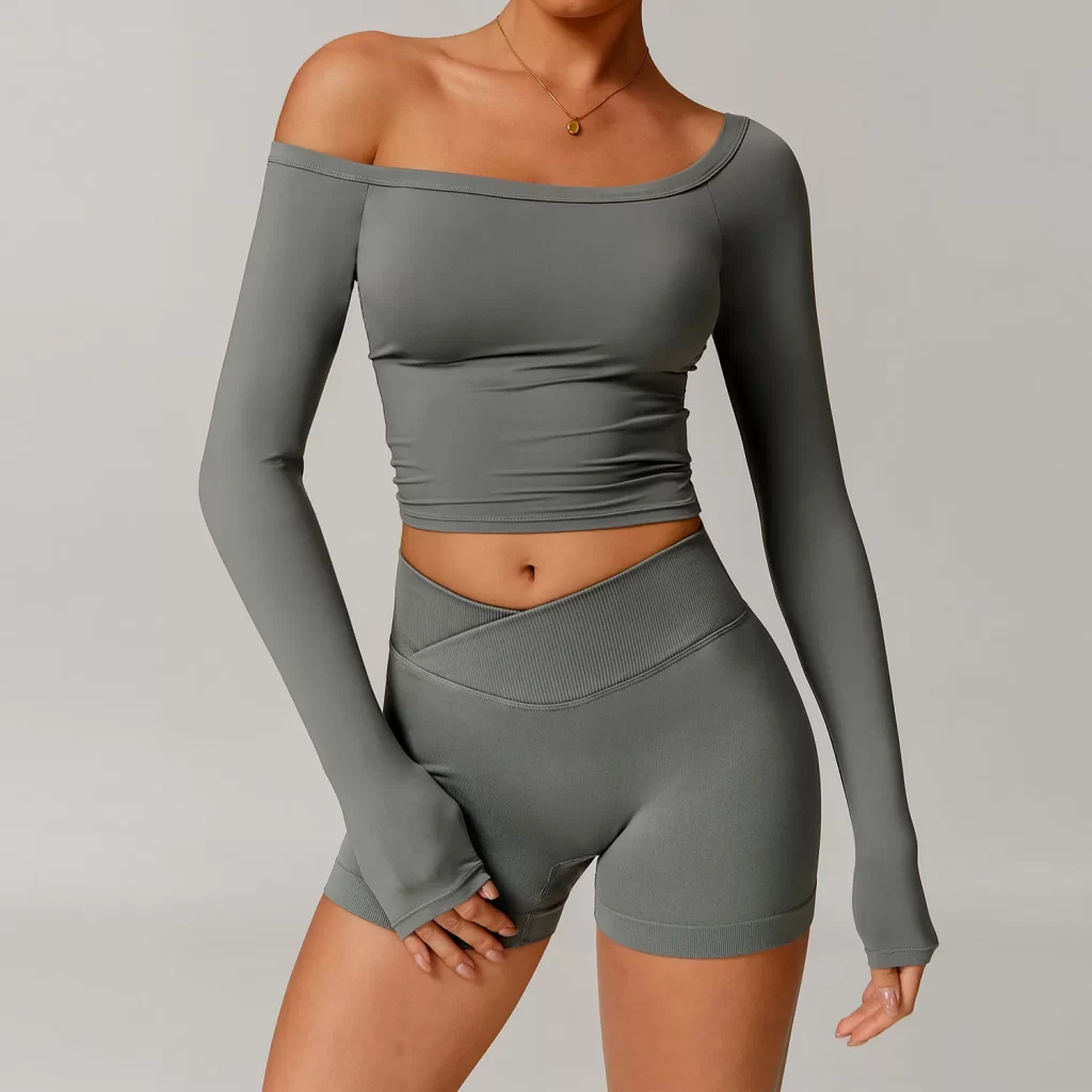 Personalised Gym Shirts Workout Long Sleeve Crop Top custom workout clothes wholesale athletic clothing