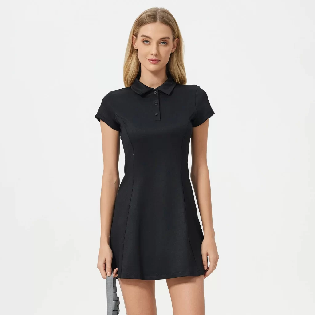 Custom Women's Golf Dress Short Sleeve Polo Collar Tennis Dress exercise jumpsuit yoga clothing manufacturers womens tennis skirts