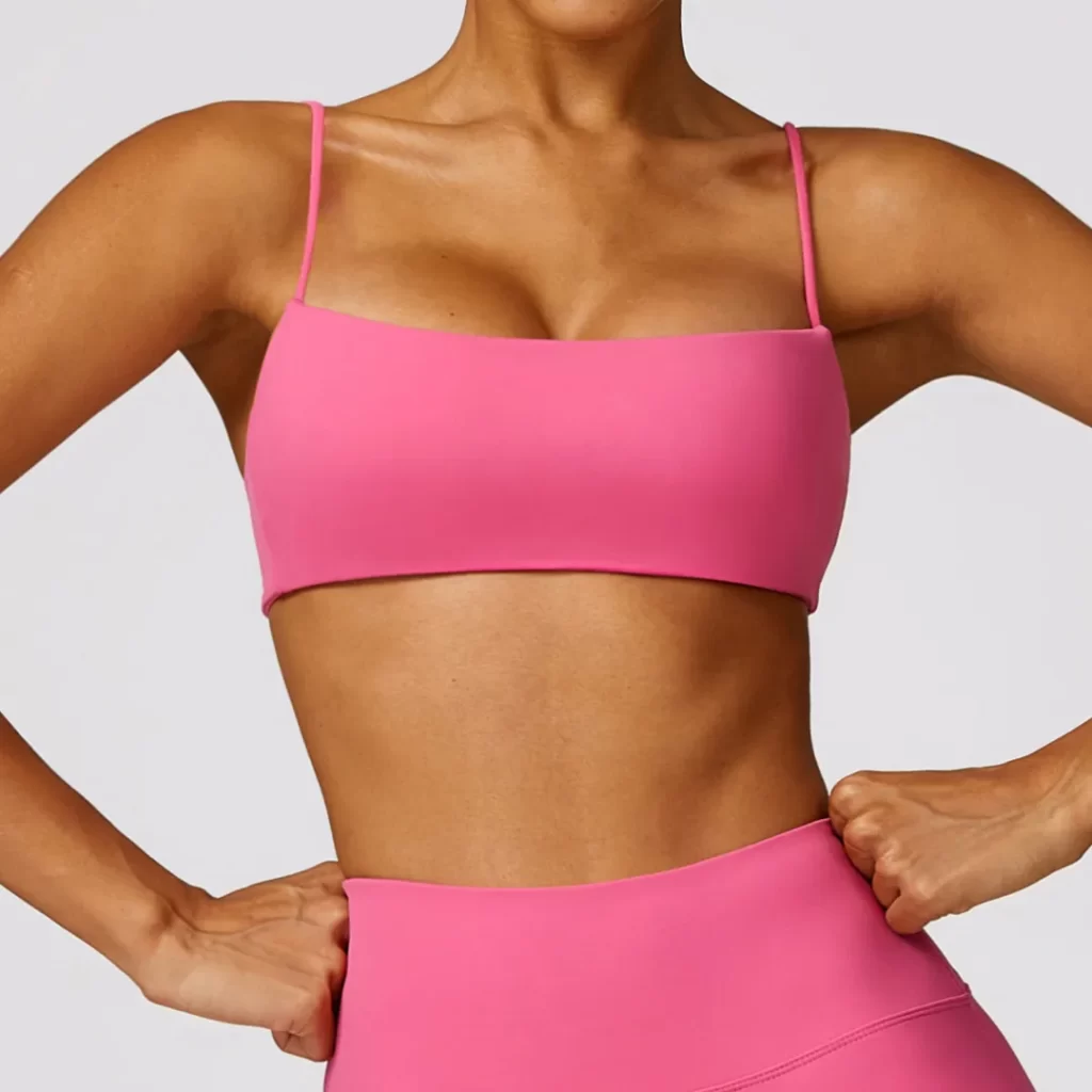 Personalized Sports Bra Square Neck Spaghetti Strap Padded Top