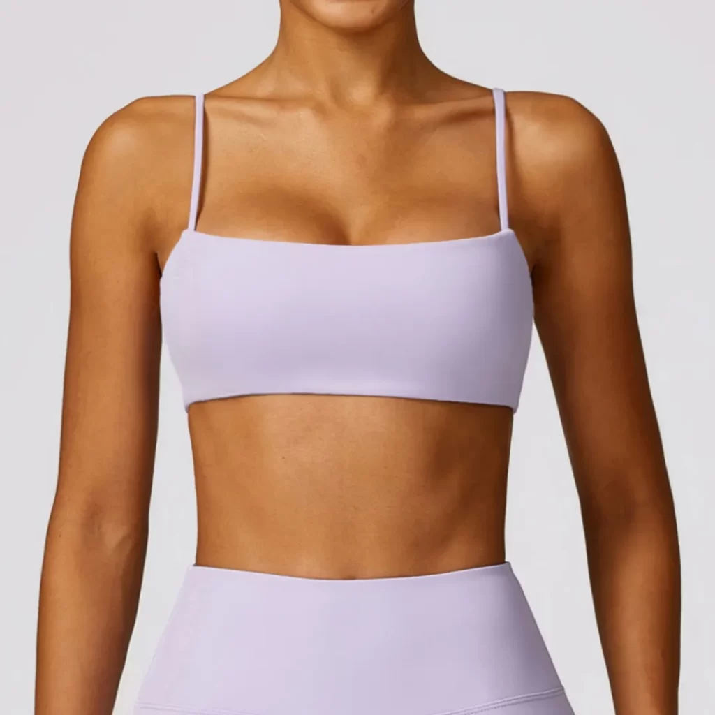 Personalized Sports Bra Square Neck Spaghetti Strap Padded Top