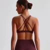 Custom Padded Sports Bra High Neck Strappy Back Workout Top wholesale sports bra custom made workout clothes gym clothes bulk