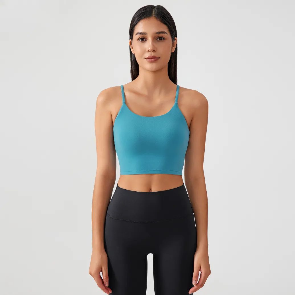 Longline Yoga Tank Top Fitness Bra Workout Camisole Crop Tops