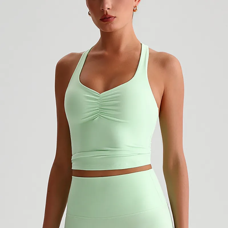 Custom Fitness Apparel Wholesale Sports Bra Yoga Wrinkles Tank Top