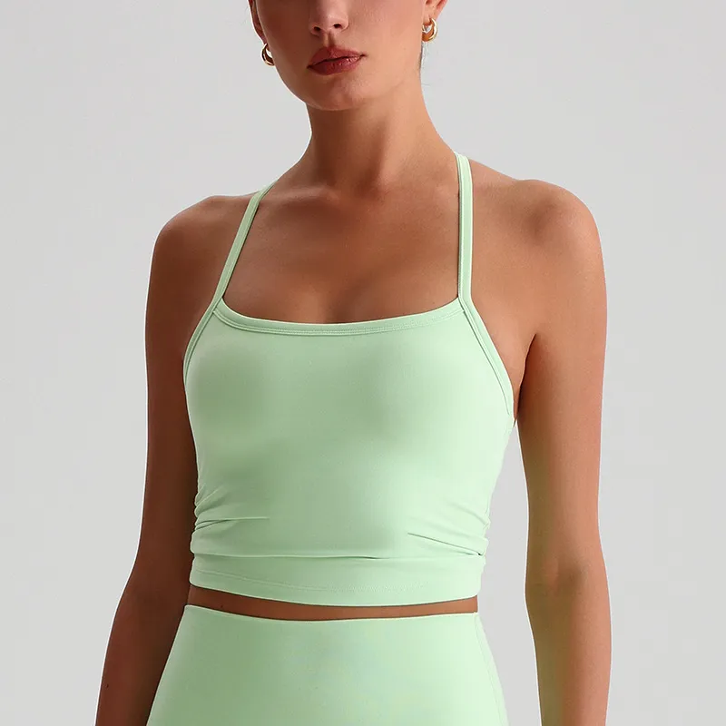 Custom Square Neck Padded Sports Bra Workout Camisole Tank Top