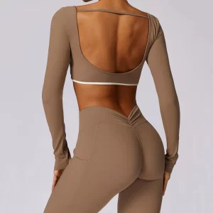 Sports Apparel Manufacturers Women Workout Long sleeve Crop Top custom athletic apparel manufacturers personalised gym clothing