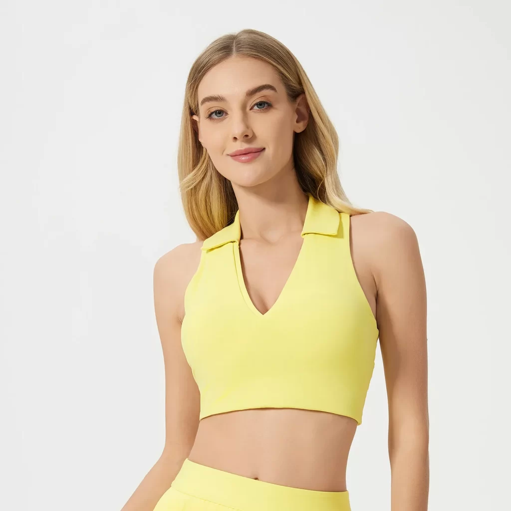 Private Label Activewear Women Polo Workout Tank Tops sports apparel manufacturers customized bras