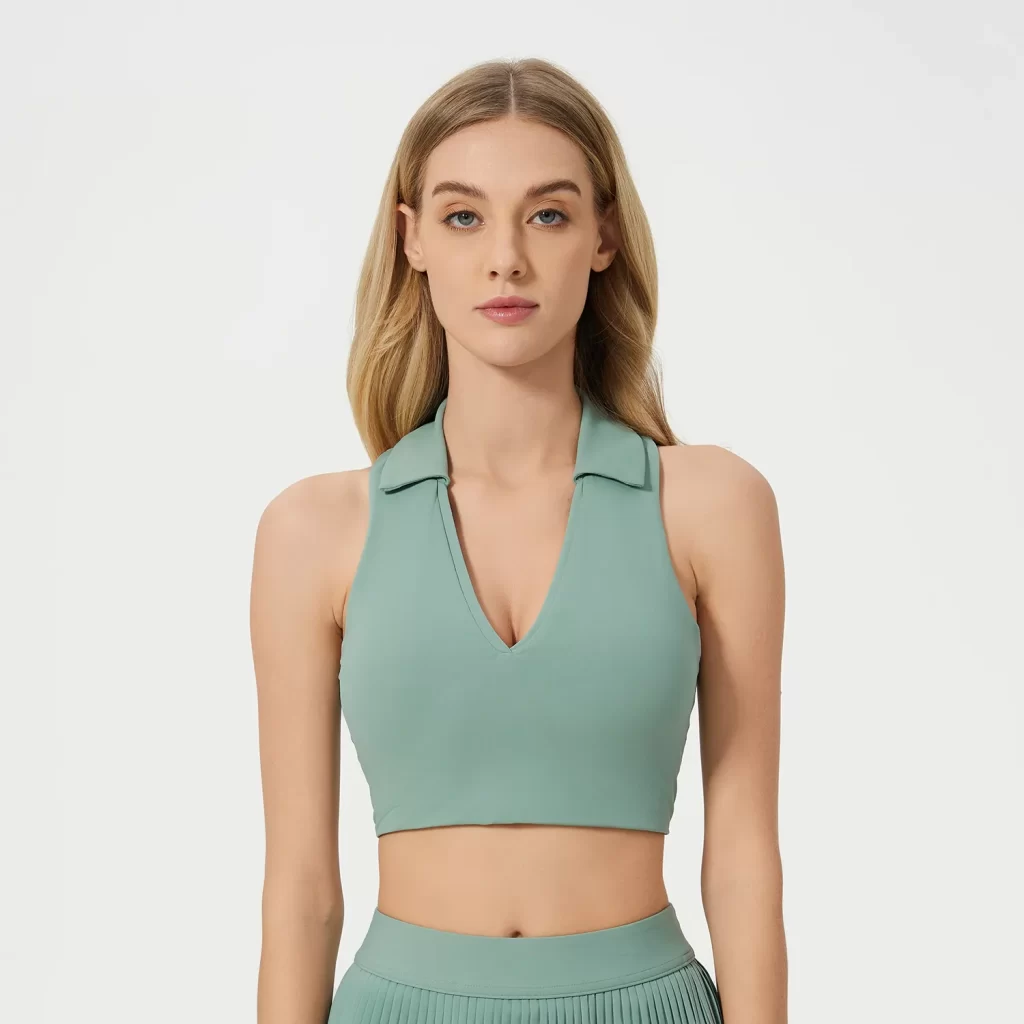Private Label Activewear Women Polo Workout Tank Tops sports apparel manufacturers customized bras