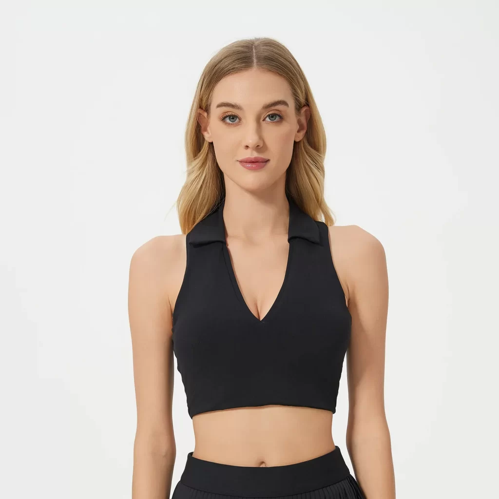 Private Label Activewear Women Polo Workout Tank Tops sports apparel manufacturers customized bras