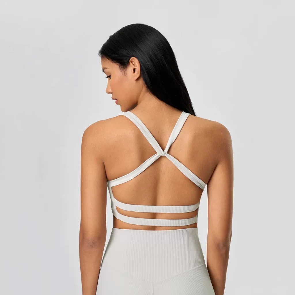 Activewear Manufacturer Medium Support Criss Cross Athletic Yoga Top lycra wholesale custom fitness apparel strong activewear