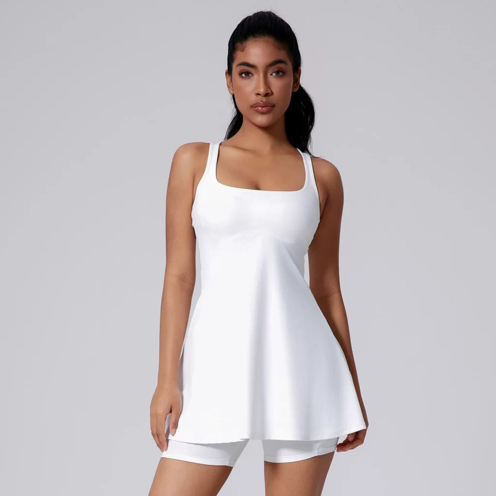 Custom Fitness Apparel Womens Tennis Dress with Built in Shorts Golf Dress women's fitness bodysuit one piece athletic jumpsuit
