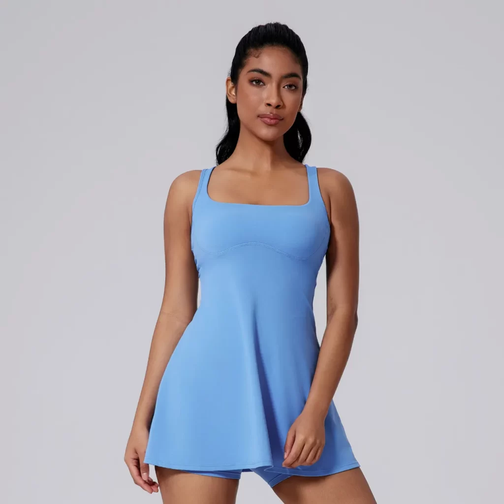 Custom Fitness Apparel Womens Tennis Dress with Built in Shorts Golf Dress
