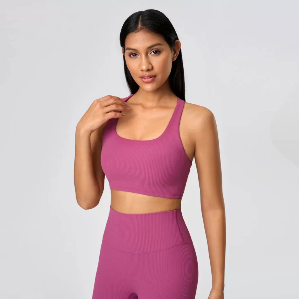 Activewear Manufacturer Medium Support Criss Cross Athletic Yoga Top lycra wholesale custom fitness apparel strong activewear