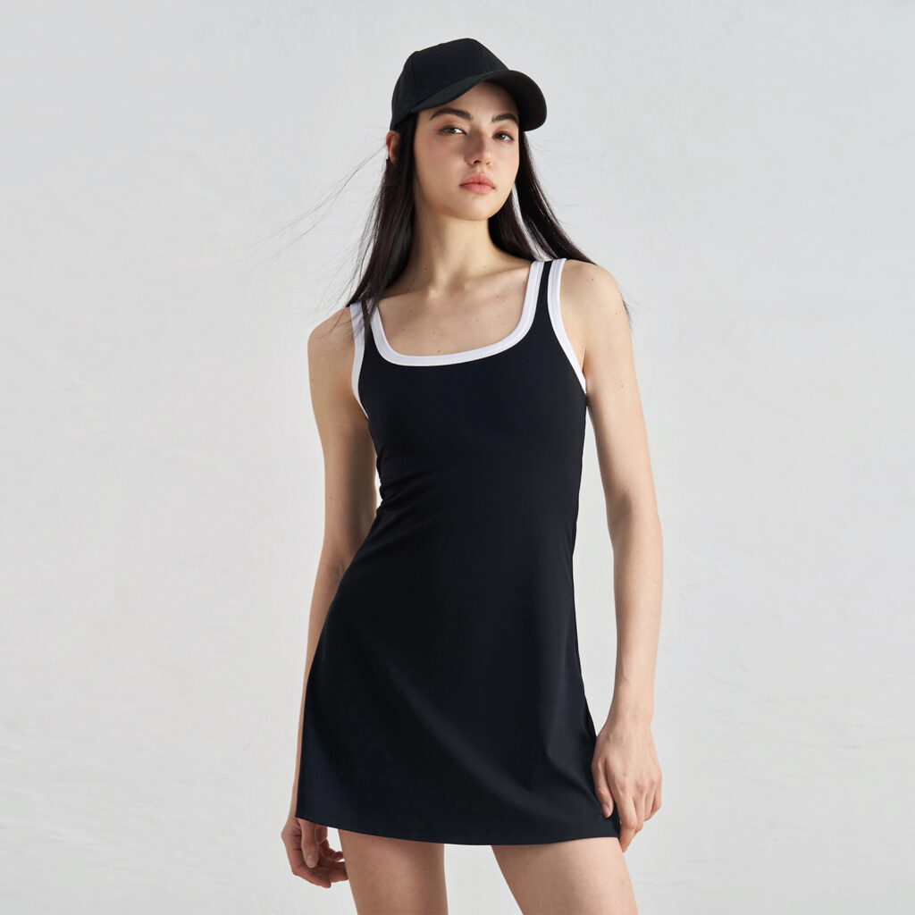Women's Athletic Tennis Dress Scoop Neck Sleeveless Activewear for Golf Workouts