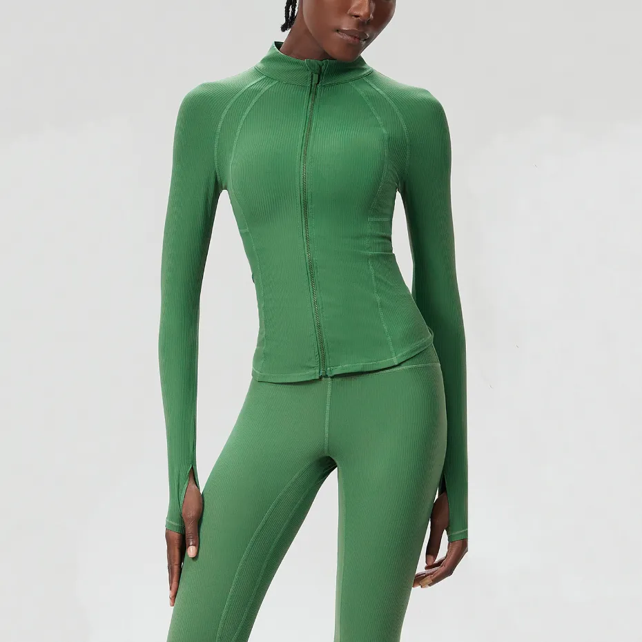 Wholesale Womens Sportswear Lightweight Zipper Long Sleeve Yoga Top