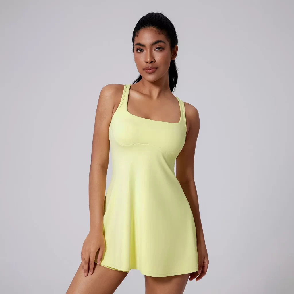 Custom Fitness Apparel Womens Tennis Dress with Built in Shorts Golf Dress women's fitness bodysuit one piece athletic jumpsuit