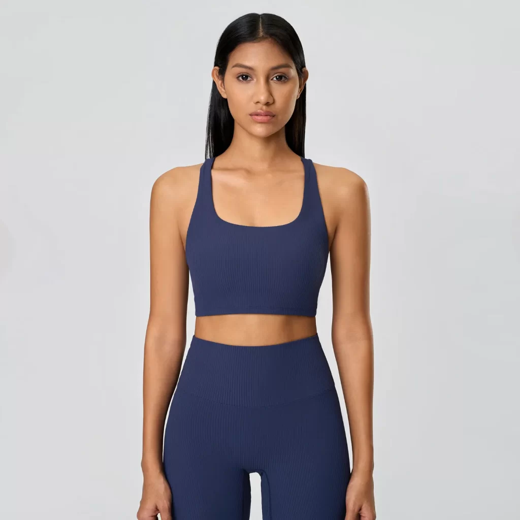 Activewear Manufacturer Medium Support Criss Cross Athletic Yoga Top lycra wholesale custom fitness apparel strong activewear