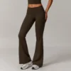 Athletic Clothing Manufacturer Recycled Fabric Folded Waist Yoga Flared Pants Wholesale Yoga Leggings