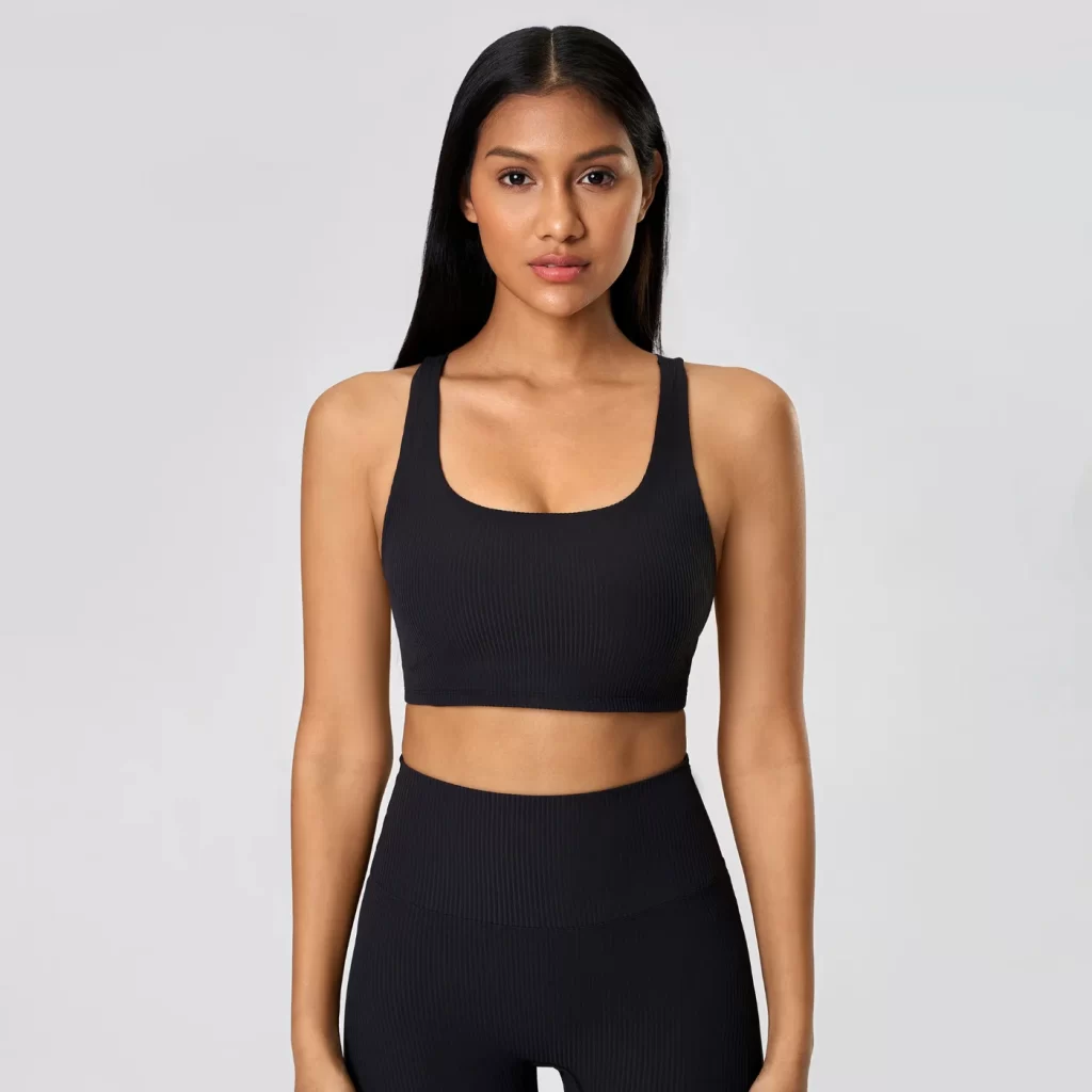 Activewear Manufacturer Medium Support Criss Cross Athletic Yoga Top lycra wholesale custom fitness apparel strong activewear
