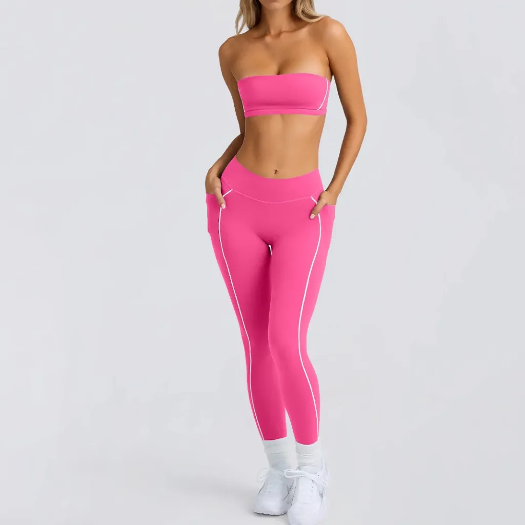 Private Label Fitness Clothing Bulk Gym Apparel Tube Bra and Leggings Set wholesale yoga wear