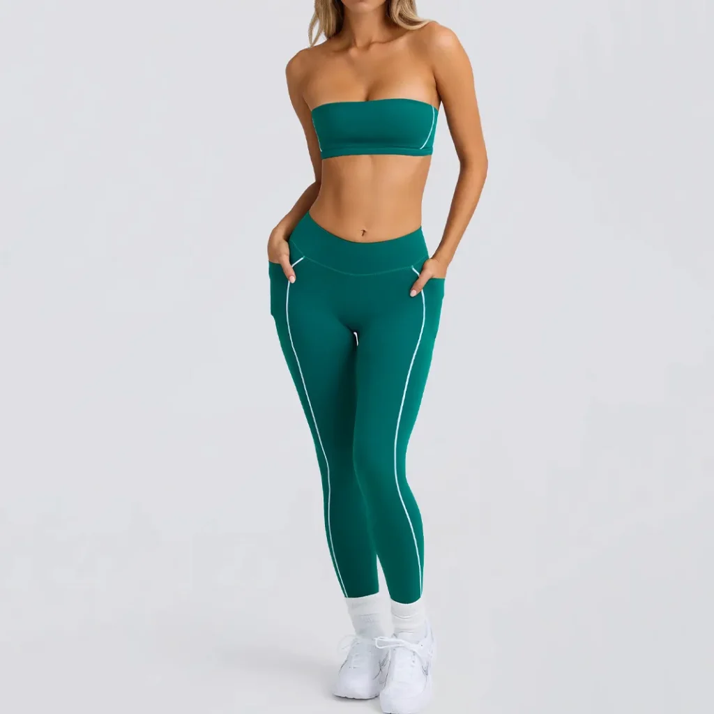 Private Label Fitness Clothing Bulk Gym Apparel Tube Bra and Leggings Set