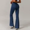 Athletic Clothing Manufacturer Recycled Fabric Folded Waist Yoga Flared Pants Wholesale Yoga Leggings