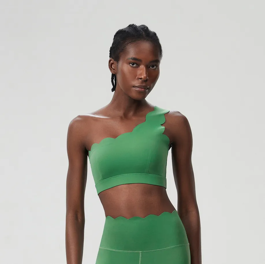 Lycra Wholesale Clothing Customized Bras Wave Shoulder Sports Bra