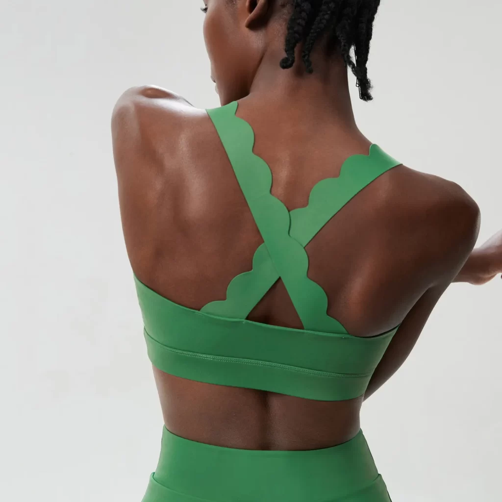Spark Athletic Clothing Customized Lycra Bras Wave Cross Back Sports Bra