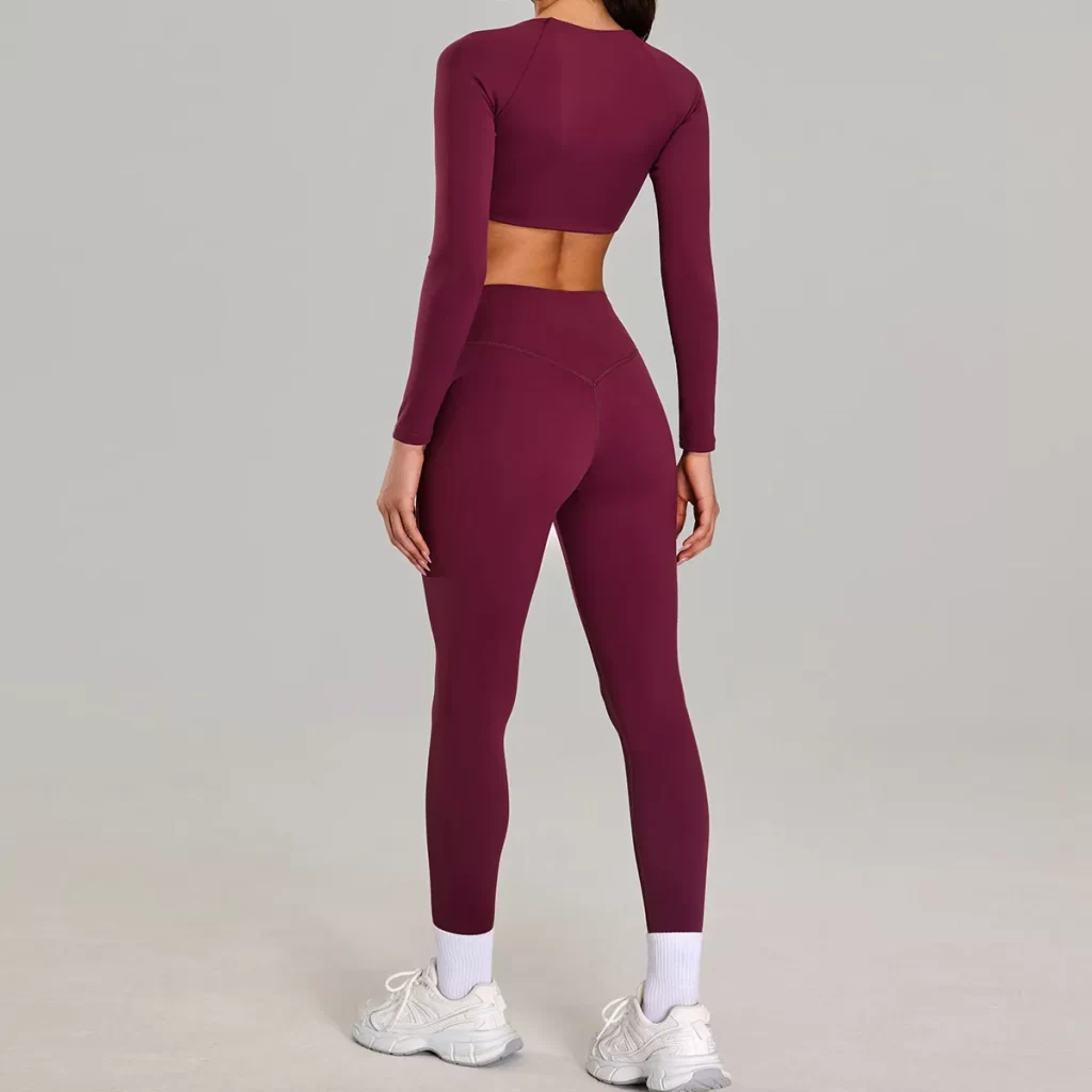 Wholesale Womens Activewear Twist Deep V Workout Cropped Tops private label activewear gym clothing manufacturers