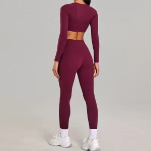 Wholesale Womens Activewear Twist Deep V Workout Cropped Tops private label activewear gym clothing manufacturers