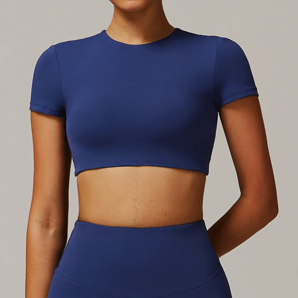Yoga Apparel Manufacturers Open Back Crop Tops Short Sleeve Workout Shirts