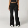 Folded Waist Yoga Flared Pants with Drawstring Bulk Sportswear Yoga Pants Manufacturers