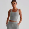 Yoga Wear Suppliers Square Neck Longline Sports Bra Workout Crop Tank Tops