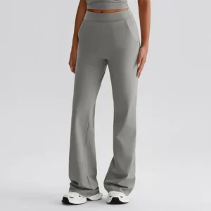 Wholesale Yoga Clothes High Waist Wide Leg Yoga Pants Flare Sweatpants with Pockets